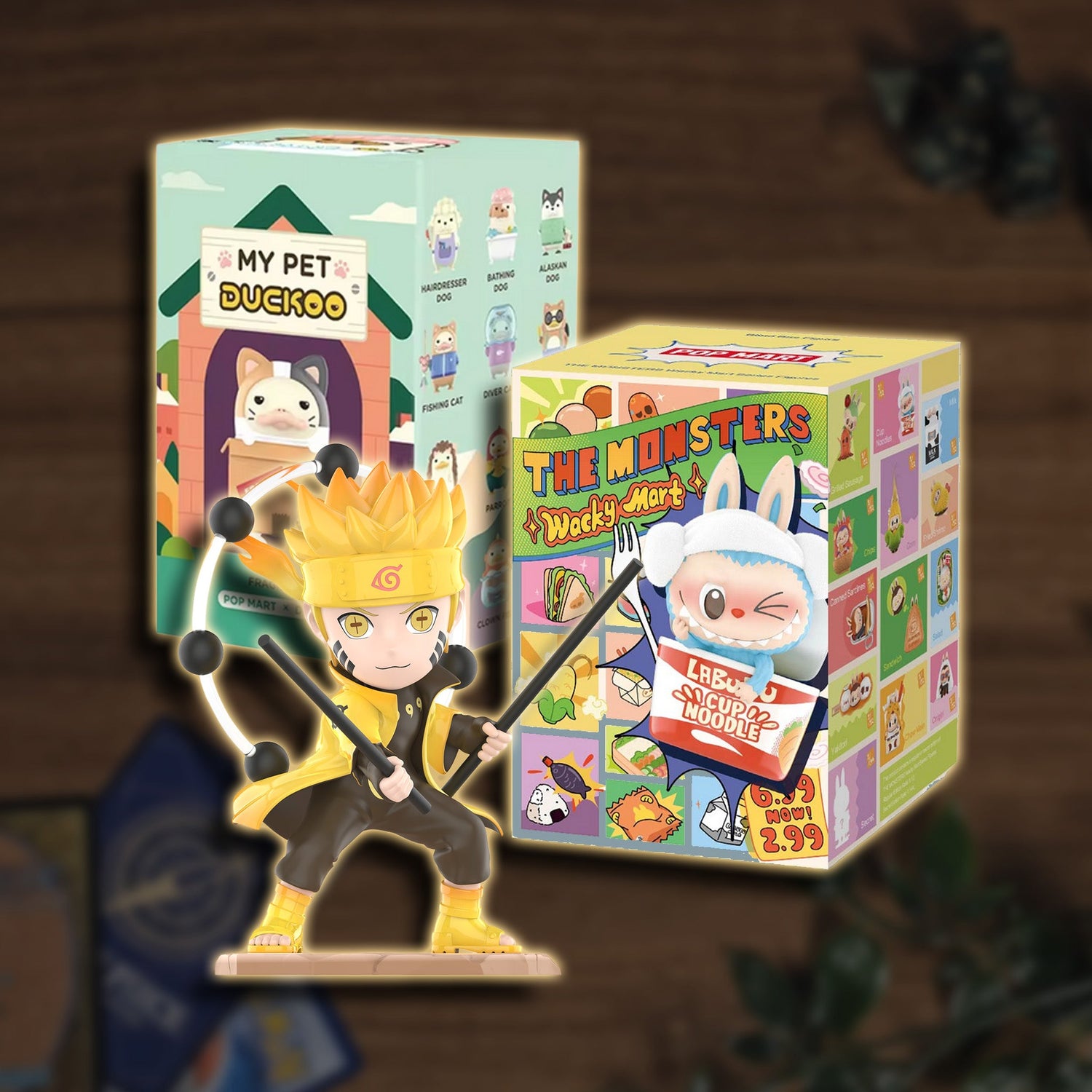 Popmart Blindboxes Wacky Mart, Labubu, Duckoo, Naruto