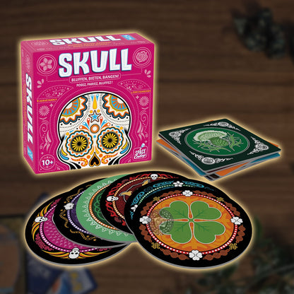 Skull - Bluffen, Bieten, Bangen! Spielinhalt, Materialien (DE)