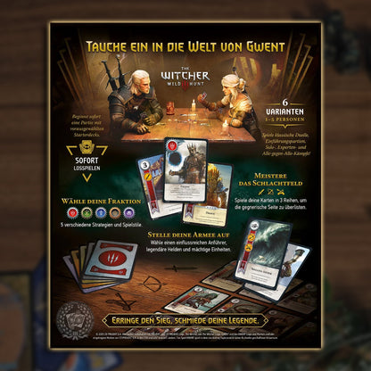 Gwent: Das legendäre Kartenspiel Verpackungsrückseite, Spielprinzip (DE)
