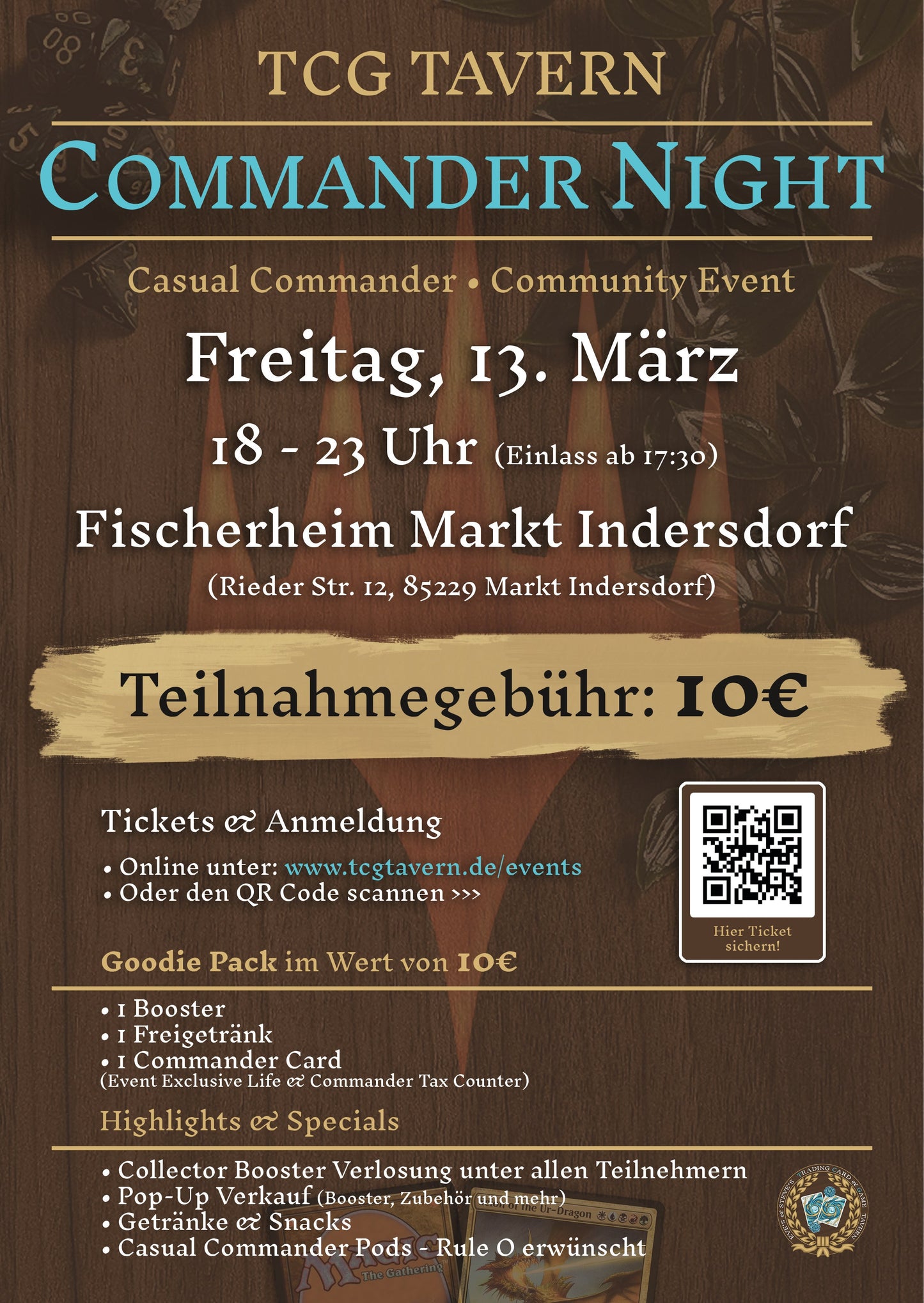 TCG Tavern Commander Night 13.03.2026 Ankündigungsflyer